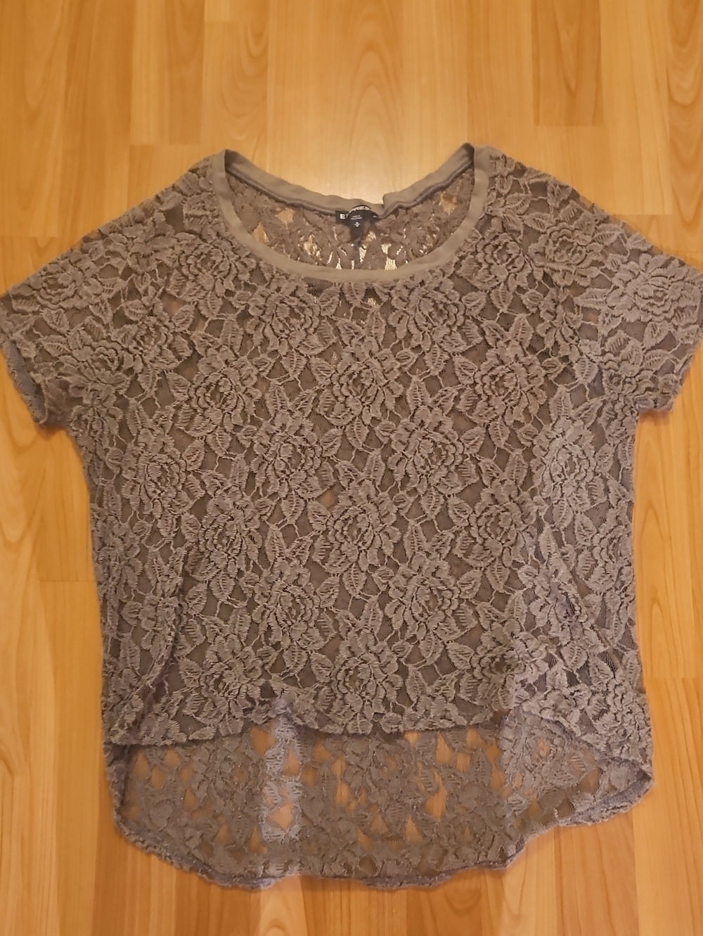 Express Gray Lace Crop Top